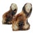 Midcentury Glazed Ceramic Lion Figurine Bookends in Espresso and Cream - A Pair For Sale