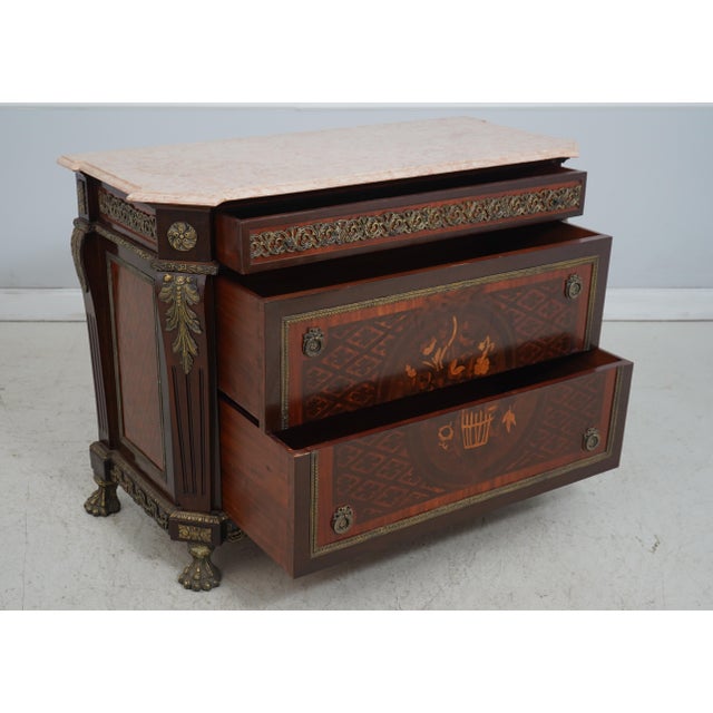 French French Louis XVI Style Bronze Mounted Commode For Sale - Image 3 of 18