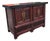Antique Late Qing Chinese Red and Black Lacquer Cabinet With Gilt Floral Decoration & Brass Hardware, Circa 1900 For Sale