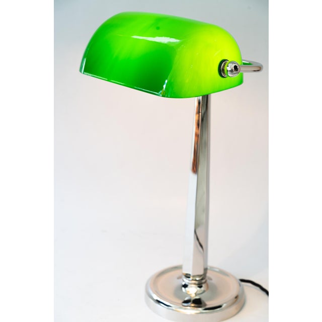 Art Deco Nickel-Plated Banker Table Lamp, Vienna, Austria, 1920s For Sale - Image 17 of 18