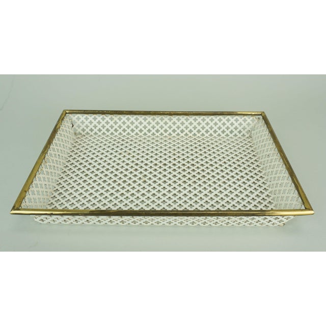 Mid-Century Modern Tray in Perforated Metal and Brass attributed to Mathieu Matégot, 1950s For Sale - Image 15 of 15