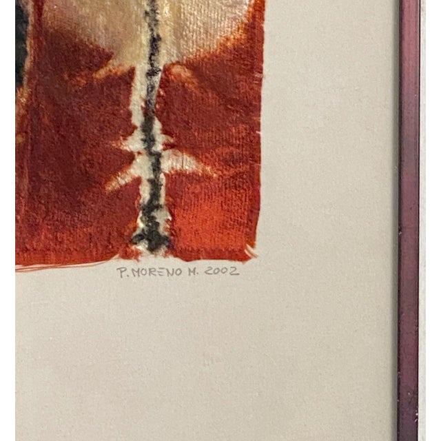 Framed Textile, Multicolored Tiger Stripes, Chile Circa 2002 For Sale - Image 4 of 5