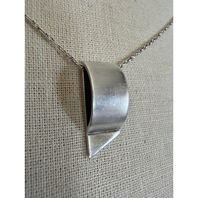 Postmodern Sterling Silver 925 Minimalist Pendant on Long Necklace, 2 Pieces For Sale - Image 9 of 16