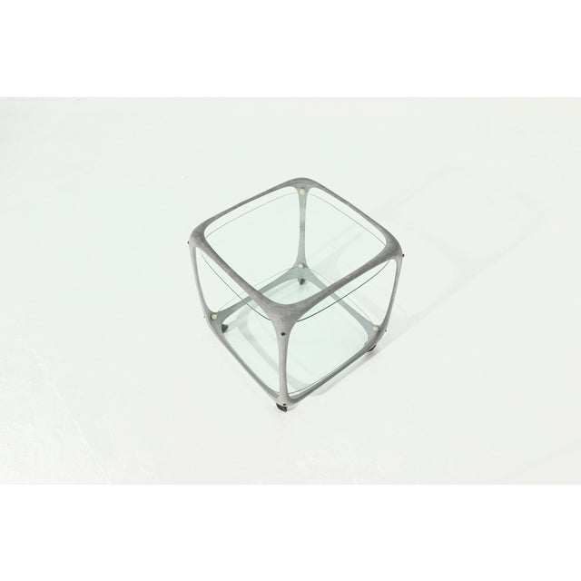 Glass Italian Cast Aluminium Cube Bar Trolley by Lorenzo Burchiellaro, 1970s For Sale - Image 7 of 11