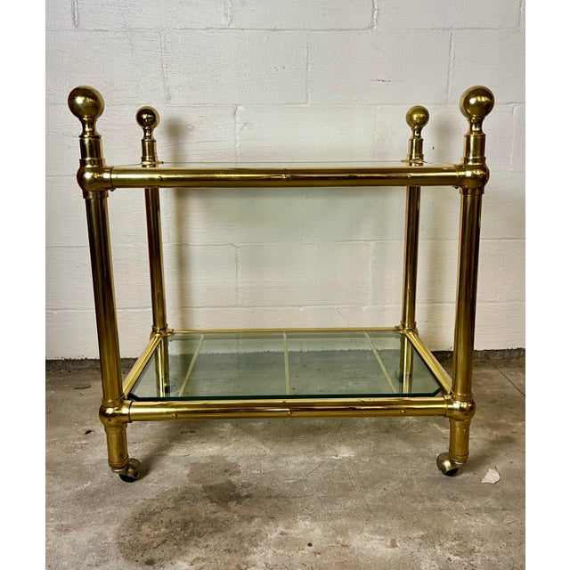 Mid-Century Modern Vintage Brass and Glass Serving Trolley or Bar Cart Italy For Sale - Image 3 of 11