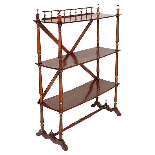 Antique Walnut Bookcase from Fratelli Mora Milano For Sale