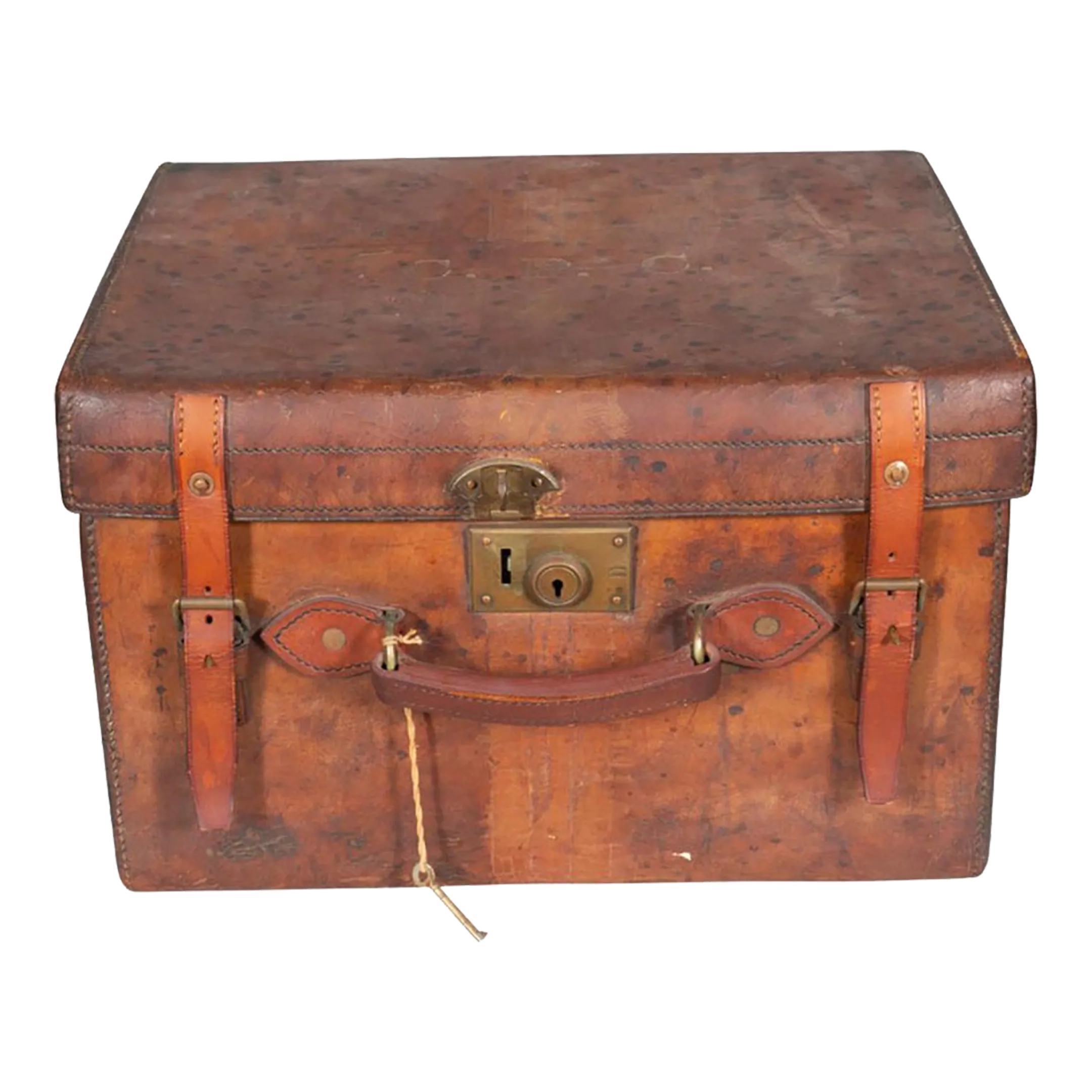 Edwardian Leather Hat Box by Herbert Johnson of London | Chairish