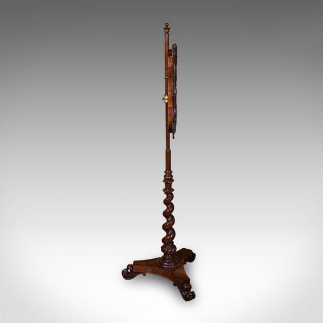 Antique Pole Screen, English, Adjustable Fireside Heat Reflector, William IV For Sale - Image 4 of 12