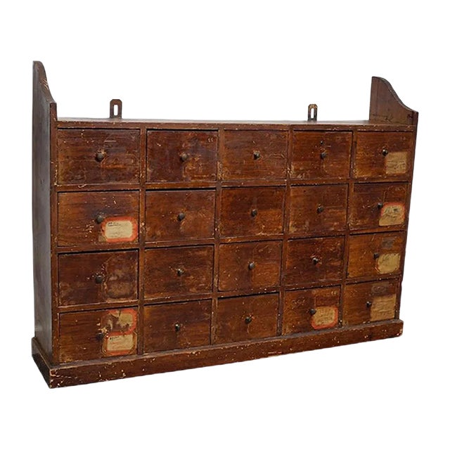 Dutch Industrial Pine Apothecary / Workshop Cabinet, 1920s For Sale