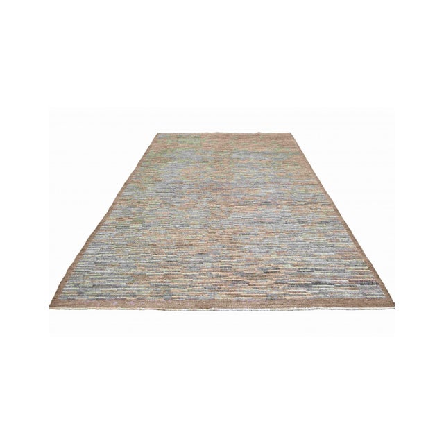 Brown & Grey Modern Wool Rug For Sale - Image 4 of 7