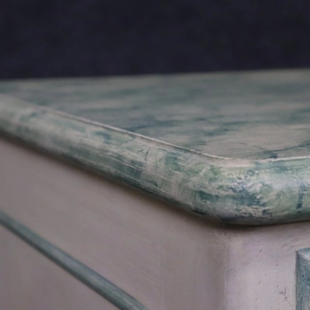 Superb Paint Decorated Baker Attributed French Faux Painted Marble Dresser For Sale - Image 9 of 12