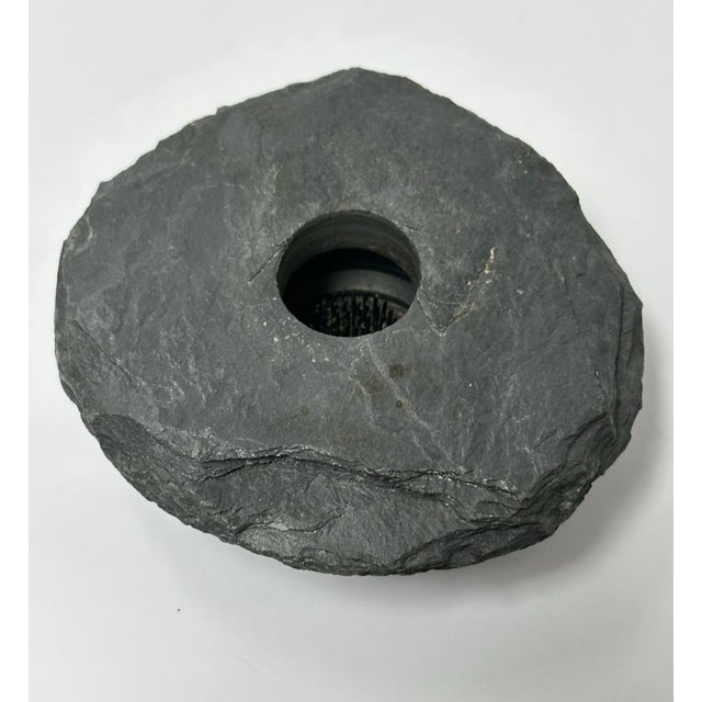 Vintage Late 20th Century Slate Stone Ikebana Vase With Flower Frog Signed “Stiger” For Sale In Orlando - Image 6 of 11