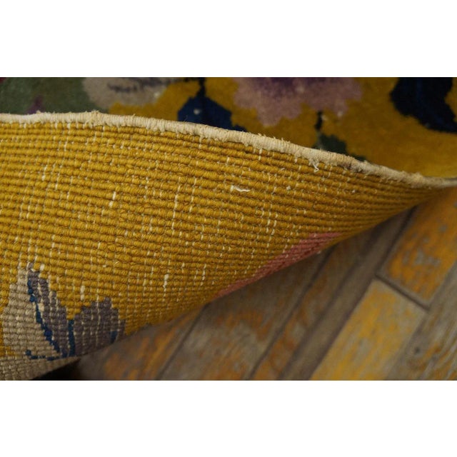 Textile 1920s Pink Rose Floral Antique Chinese Art Deco Carpet 9' X 12' Knotted Wool Rug For Sale - Image 7 of 11