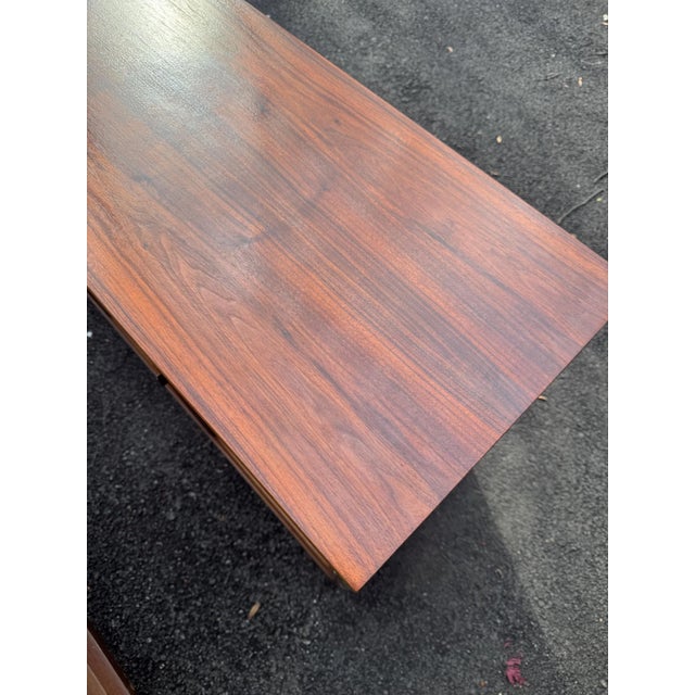 Brown Mid-Century Modern Vintage Sculptural Walnut Credenza With Decorative Doors For Sale - Image 8 of 11