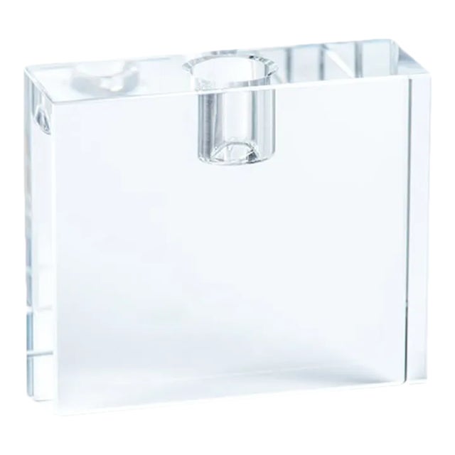 Romy Crystal Glass Taper Candle Holder, Rectangle For Sale