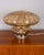 Table lamp with a chromed metal base and a large mushroom-shaped shade in hand-blown amber Murano glass. Italian design,...