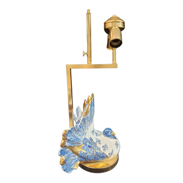 Societa Porcellane Artistiche Firence Italy Porcelain Pigeon 23"Lamp (Read) For Sale