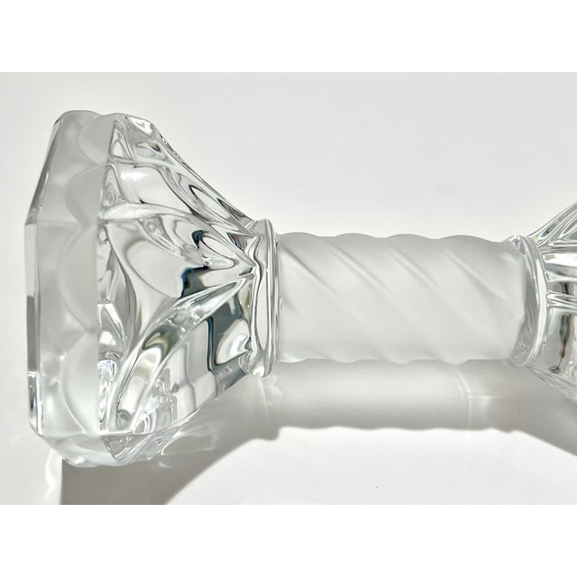 St Louis “Flore Et Pomone” French Lead Crystal Candlestick, Frosted Spiral Stem For Sale - Image 11 of 16