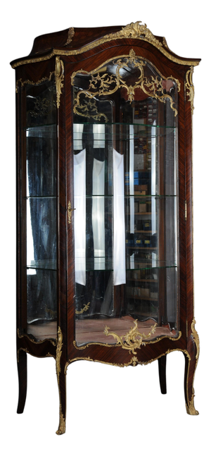 French Louis XV Napoleon III Display Cabinet with Gilt Bronze, Paris, 1890s