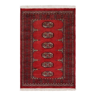 Elephant Foot Print Bokhara Red/Beige Wool Rug (2'7'' X 3'9'') For Sale