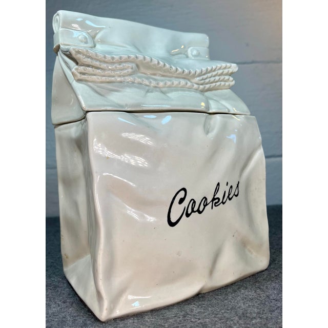 Figurative Vintage Ceramic Paper Bag Cookie Jar For Sale - Image 3 of 9