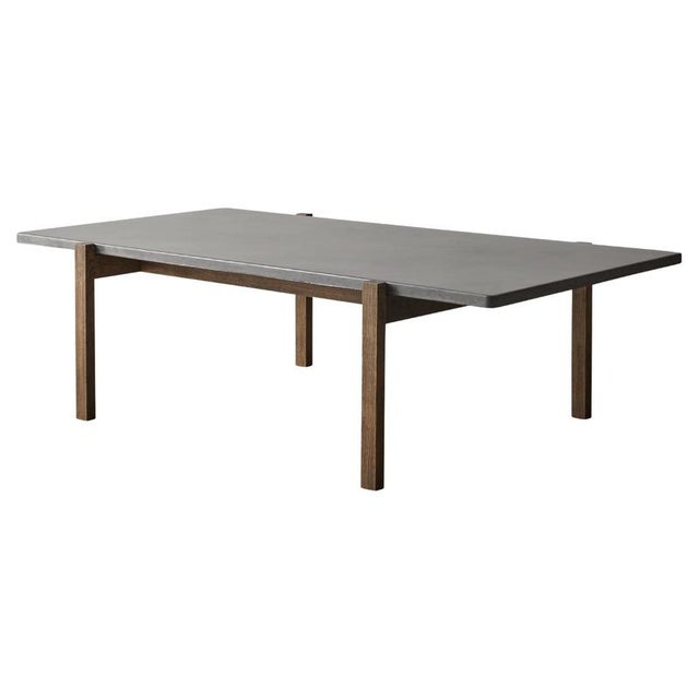 Eugene Dark Concrete Top and Dark Oak Legs Coffee Table by Eberhart Furniture For Sale - Image 6 of 6