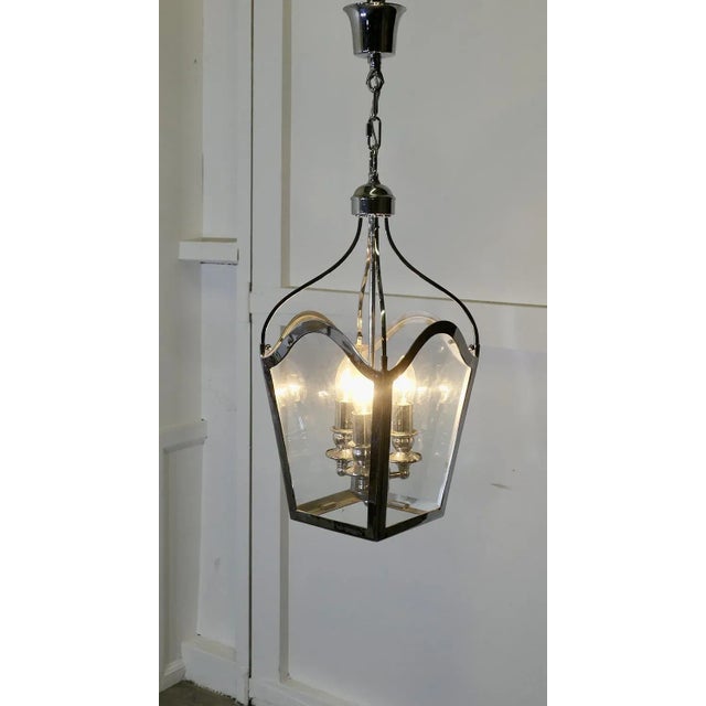 Large Art Deco Chrome and Glass Pendant, 1960s For Sale - Image 7 of 8