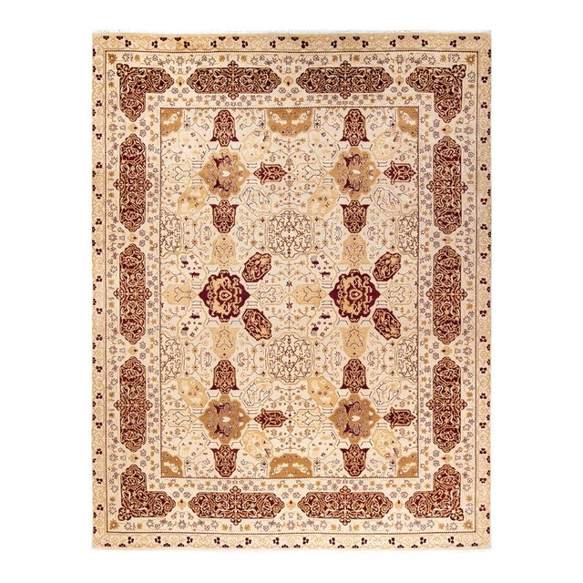 Ivory Eclectic, One-of-a-Kind Hand-Knotted Area Rug in Ivory, 9' 0" x 11' 7" For Sale - Image 8 of 8