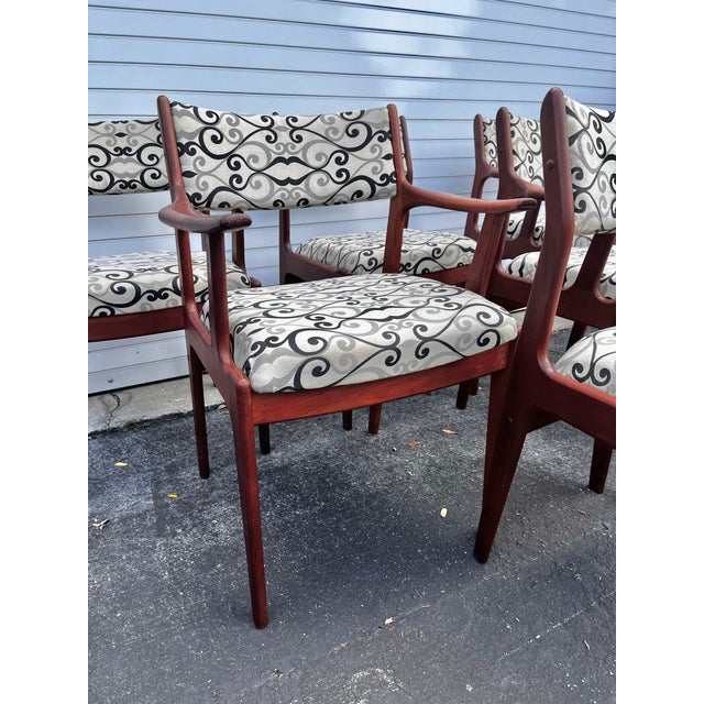Mid Century Scandinavian Modern Dining Chairs With Four Armchairs and Two Side Chairs | by Scandinavian Woodworks For Sale - Image 4 of 18