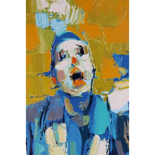 1990s Nicola Simbari Deux Clowns Artist Proof Italian Abstract Silkscreen Serigraph For Sale - Image 4 of 12