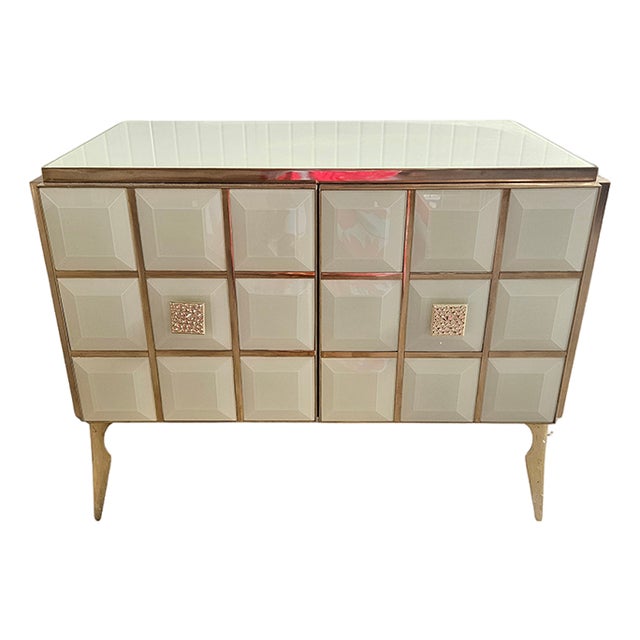2-Door Sideboard in Ground Glass, 1980s For Sale