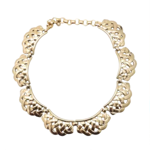Vintage 1955 Signed Monet Book & Ad Piece Goldtone Lattice Collar Necklace