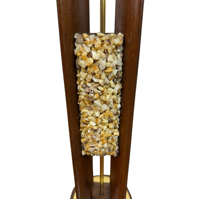 1960s Mid-Century Modern Walnut Brass Sea Shell Table Lamp W/Original Drum Shade For Sale In Philadelphia - Image 6 of 13
