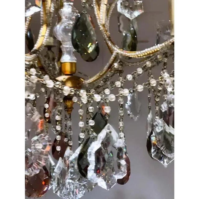 Mid 20th Century French Neoclassical Louis XV Manner 5-Light Bronze Amethyst Crystal Chandelier For Sale In New York - Image 6 of 6
