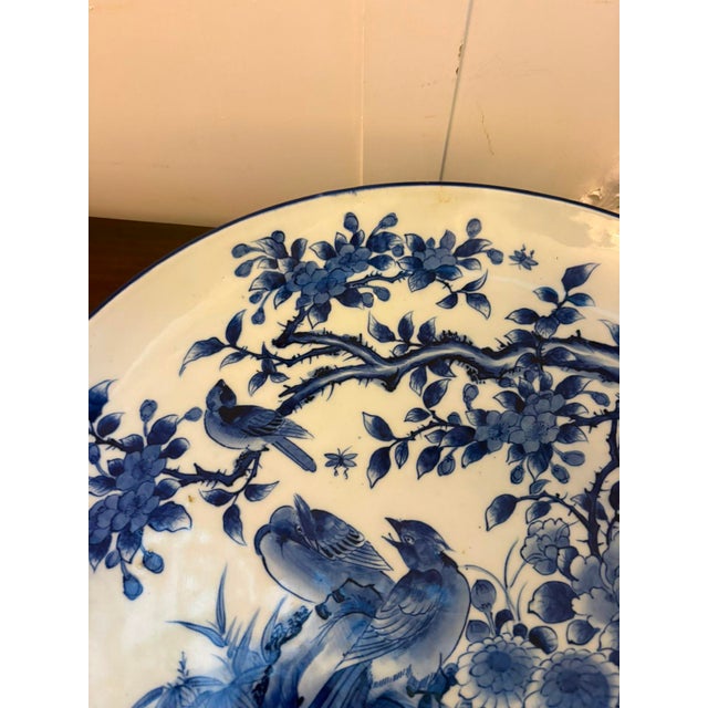 Large Antique Japanese Arita Imari Blue and White Porcelain Chargers, 1900, Set of 2 For Sale - Image 6 of 18
