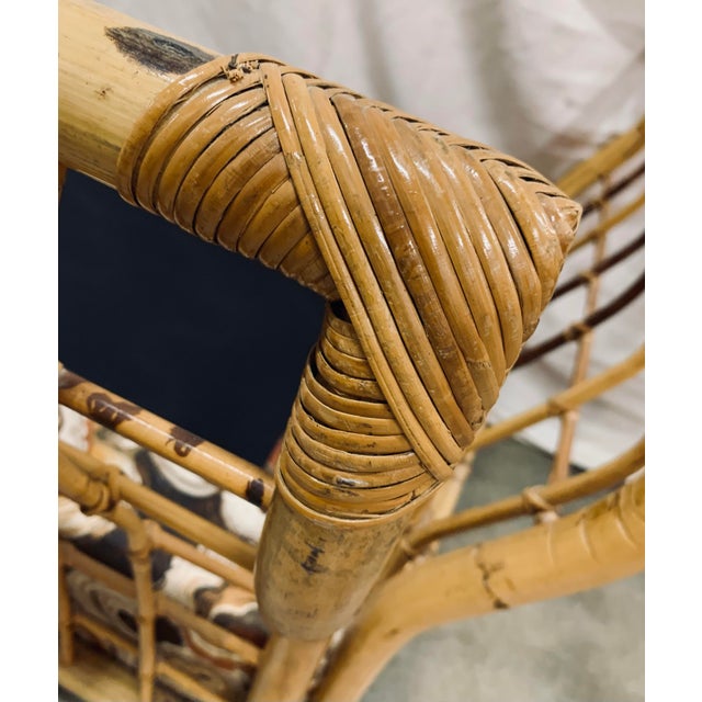 Late 20th Century Rare Vintage 1980s Rattan and Bamboo Loveseat Sofa in the Style of Gervasoni With Original Upholstery For Sale - Image 5 of 12