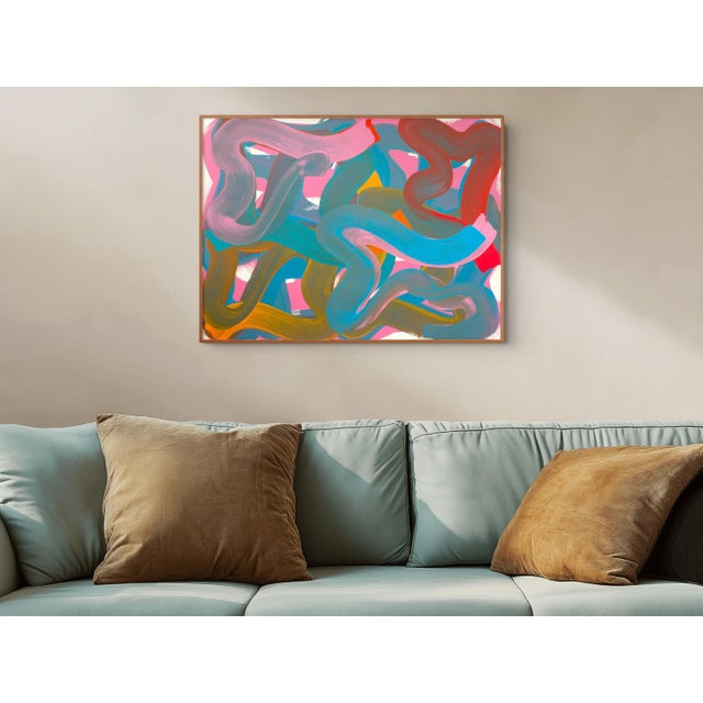 Abstract Contemporary Abstract Oil on Paper (Arches Oil Paper, 140 Lb Cold Press) "Wiggle 23" by Leon Phillips For Sale - Image 3 of 4