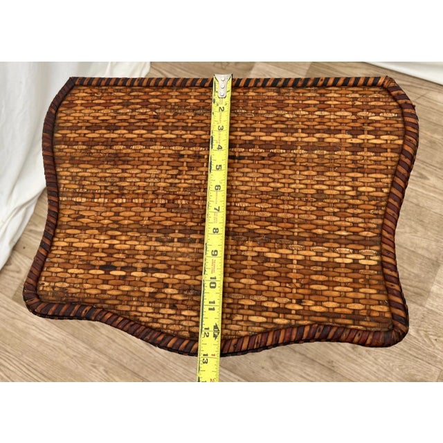 1960s Mid Century Nightstand Cabinet With Drawer Wicker and Bamboo Petite Size For Sale - Image 13 of 14