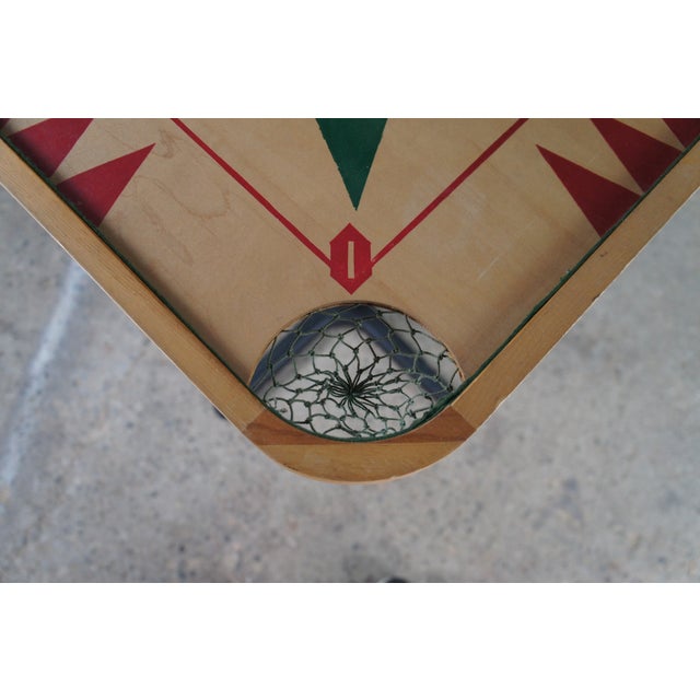 Vintage Carrom Crokinole Chess Checkers Game Board Pedestal Table 42" For Sale - Image 6 of 12