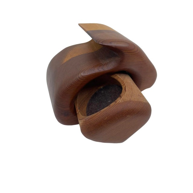 MCM handcrafted redwood bunny puzzle box. Box inside reveals a jewelry box that is felt lined. The puzzle is a great...