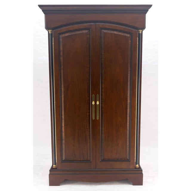 Biedermeier Empire fusion Brown Mahogany Armoire Fitted 4 Drawers Storage Shelve For Sale - Image 10 of 15
