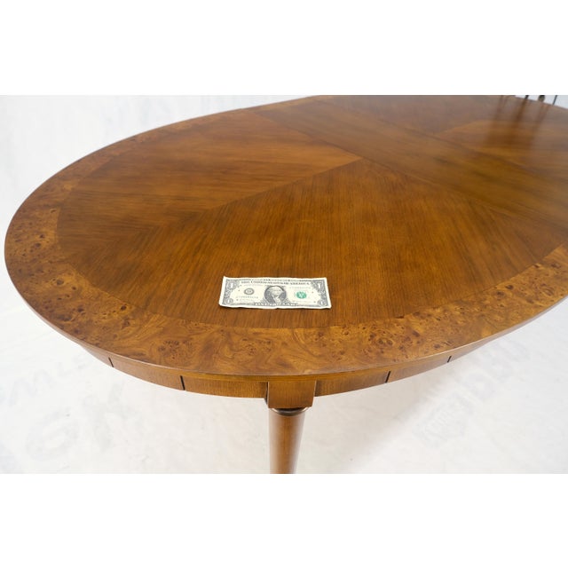 Mid-Century Modern Oval Banded Burl Wood Tapered Legs One Leaf Dining ...