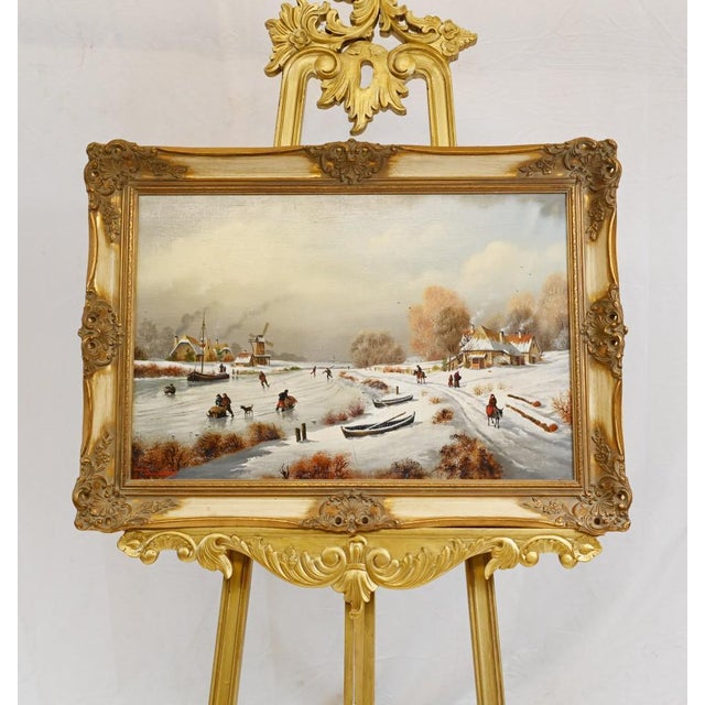 Gorgeous Flemish oil painting depicting a gorgeous winter snow scene The artist has really captured the scene with great...