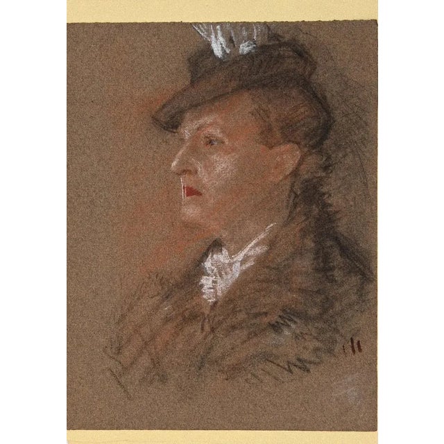 Portrait of Madame is an original Modern Artwork realized in Italy in the 1930s. Original pastel on paper. Excellent...