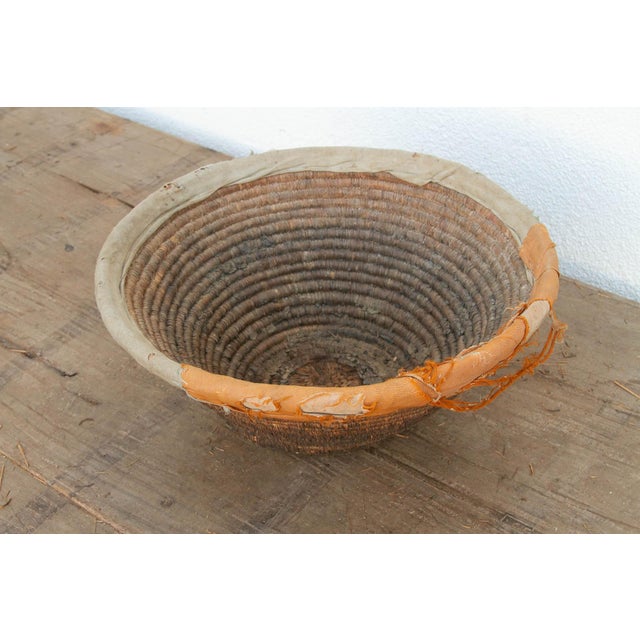 Tribal 18" Dm Harvest Basket With Textile Rim & Mud Base For Sale - Image 3 of 7