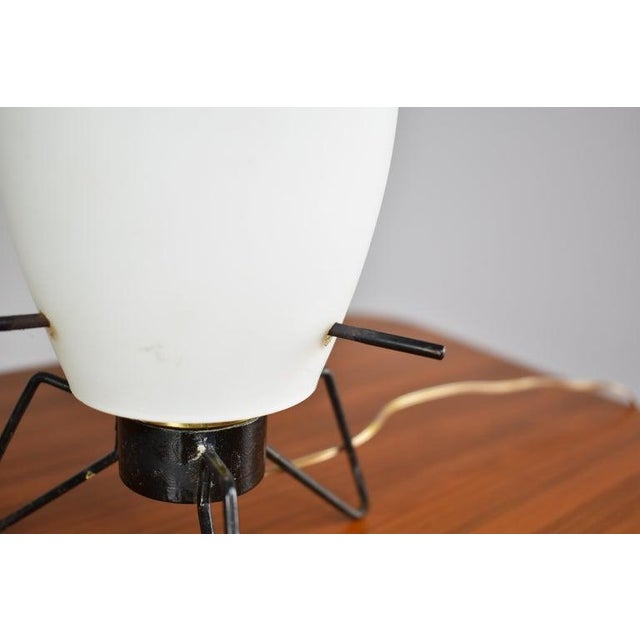 White 1950's Glass & Metal Table Lamp For Sale - Image 8 of 9