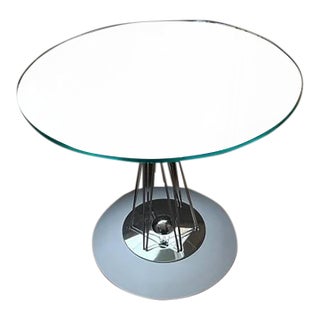 Naos Gemellino Italian Round Glass and Chrome Side Table For Sale