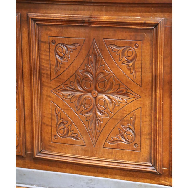 19th C. French Henri II Carved Walnut Hall Tree With Beveled Mirror and 8 Hooks For Sale - Image 11 of 14