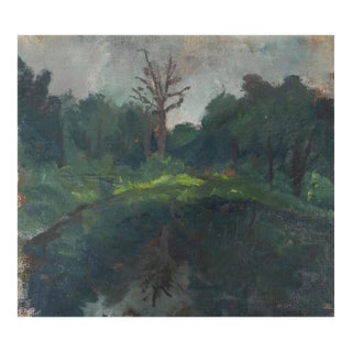 Early 20th Century Plein Air Lakeside Landscape Painting For Sale