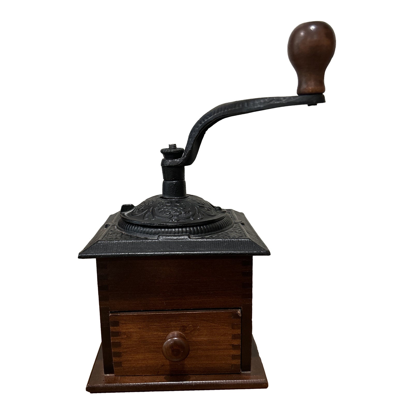 Vintage Cast Iron Coffee Pepper Grinder With Wood Drawer Chairish